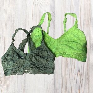 🩵 3 for $18! — No Boundaries Lace Bralette Set - Sage Green and Lime Green